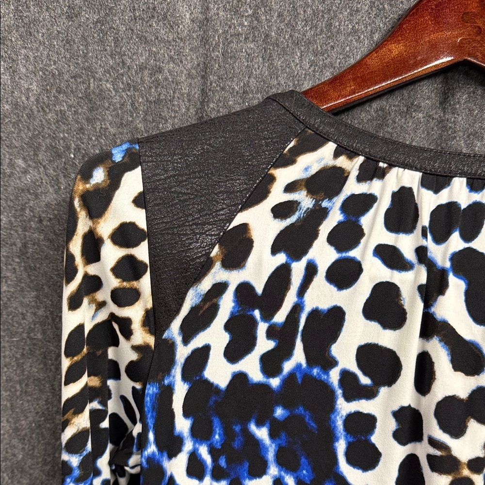 Calvin Klein Blue and Black Animal Print Long Sleeve Dress - Picture 8 of 9